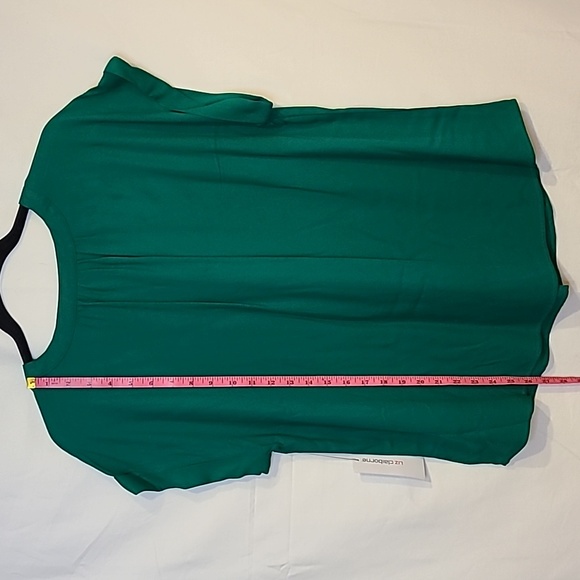 Liz Claiborne Womens V Neck Short Sleeve Blouse Hyper Green Size Large - Picture 9 of 14